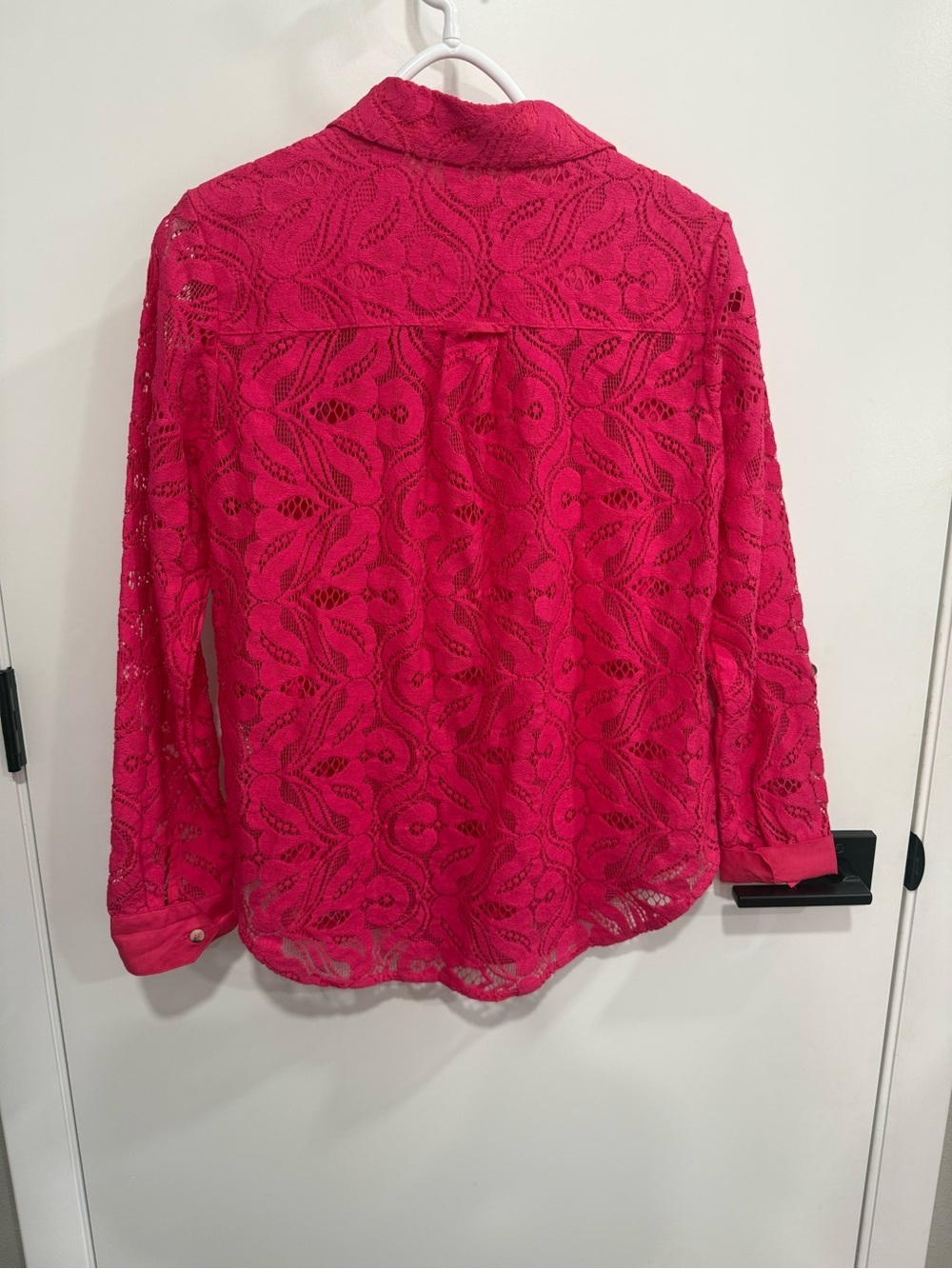 Maeve Pink Floral Lace Button-Up Long Sleeve Shirt Womens 6 Anthropologie - Picture 3 of 6